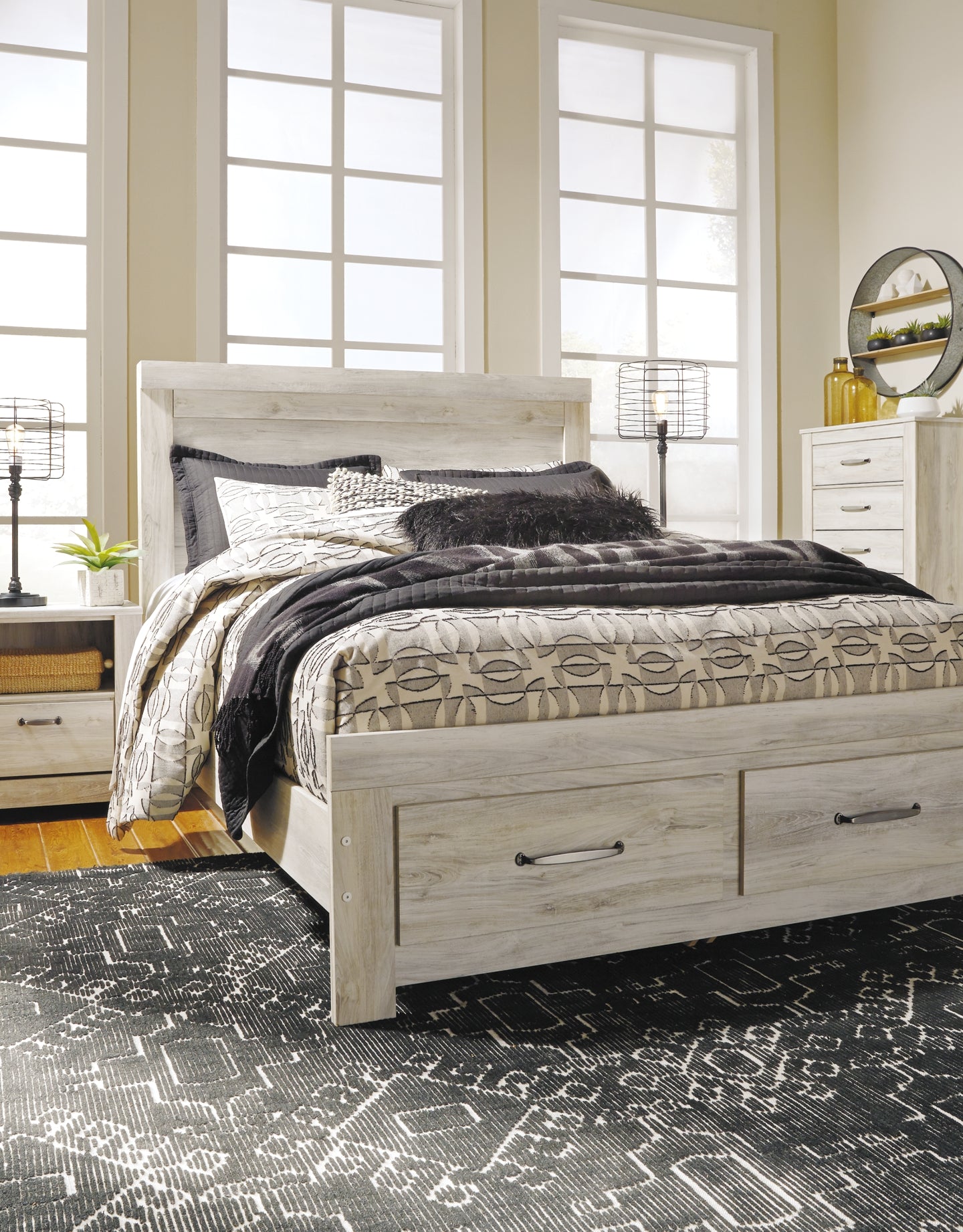 Cama de plataforma Bellaby con dos cajones de almacenamiento