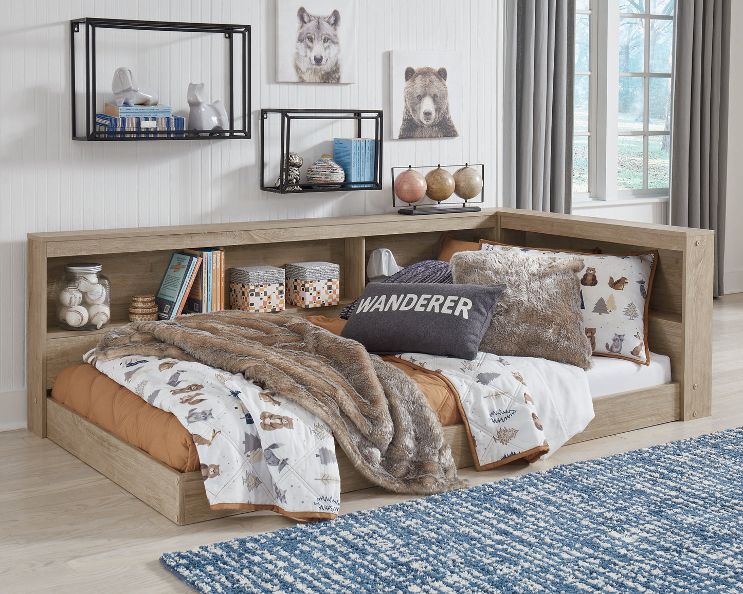 Ashley Express - Cama con almacenaje y librería Oliah