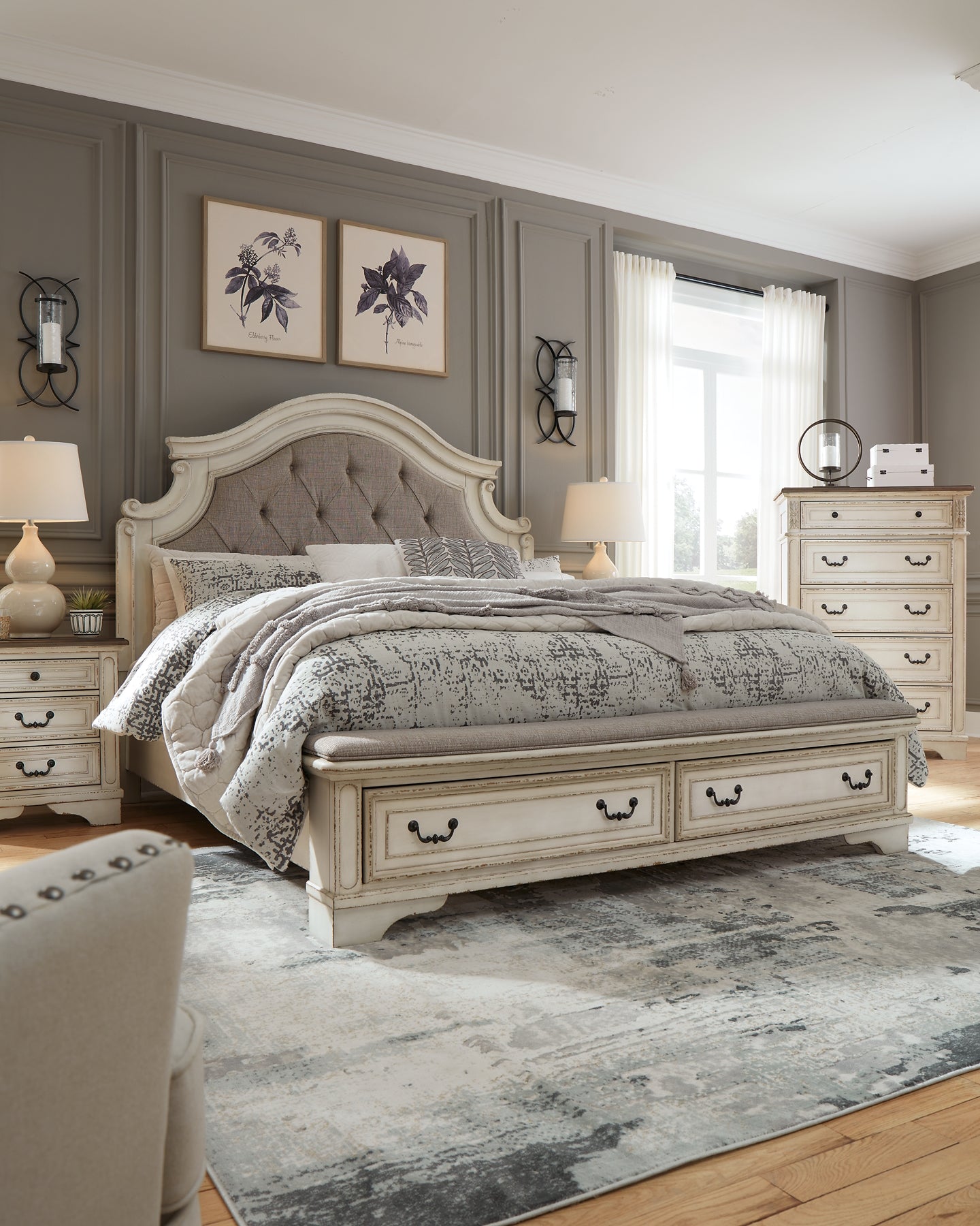 Cama tapizada con almacenaje Realyn