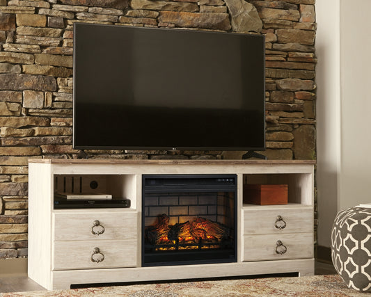 Mueble para TV Willowton de 64" con chimenea eléctrica