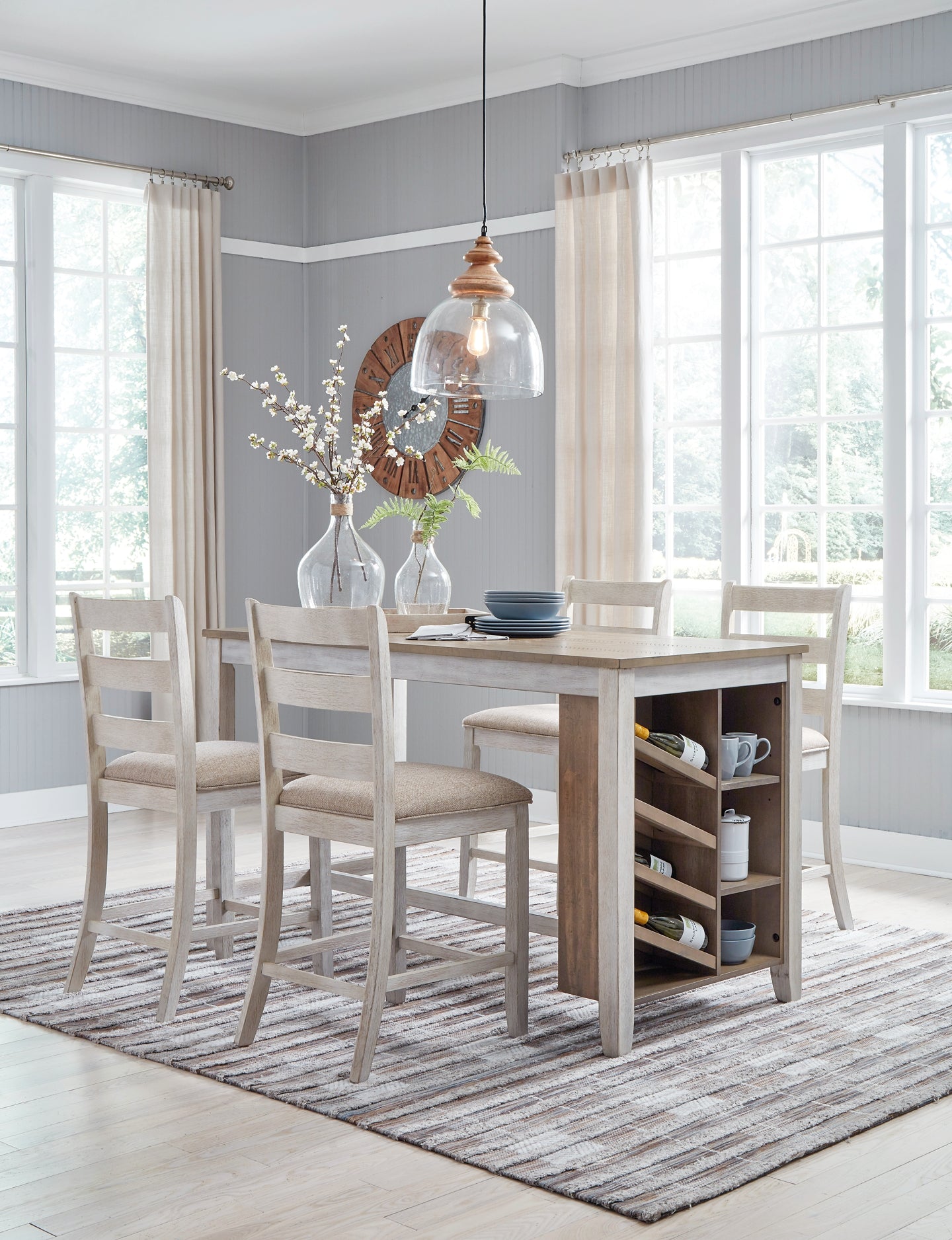 Ashley Express - Mesa de mostrador rectangular Skempton con almacenamiento