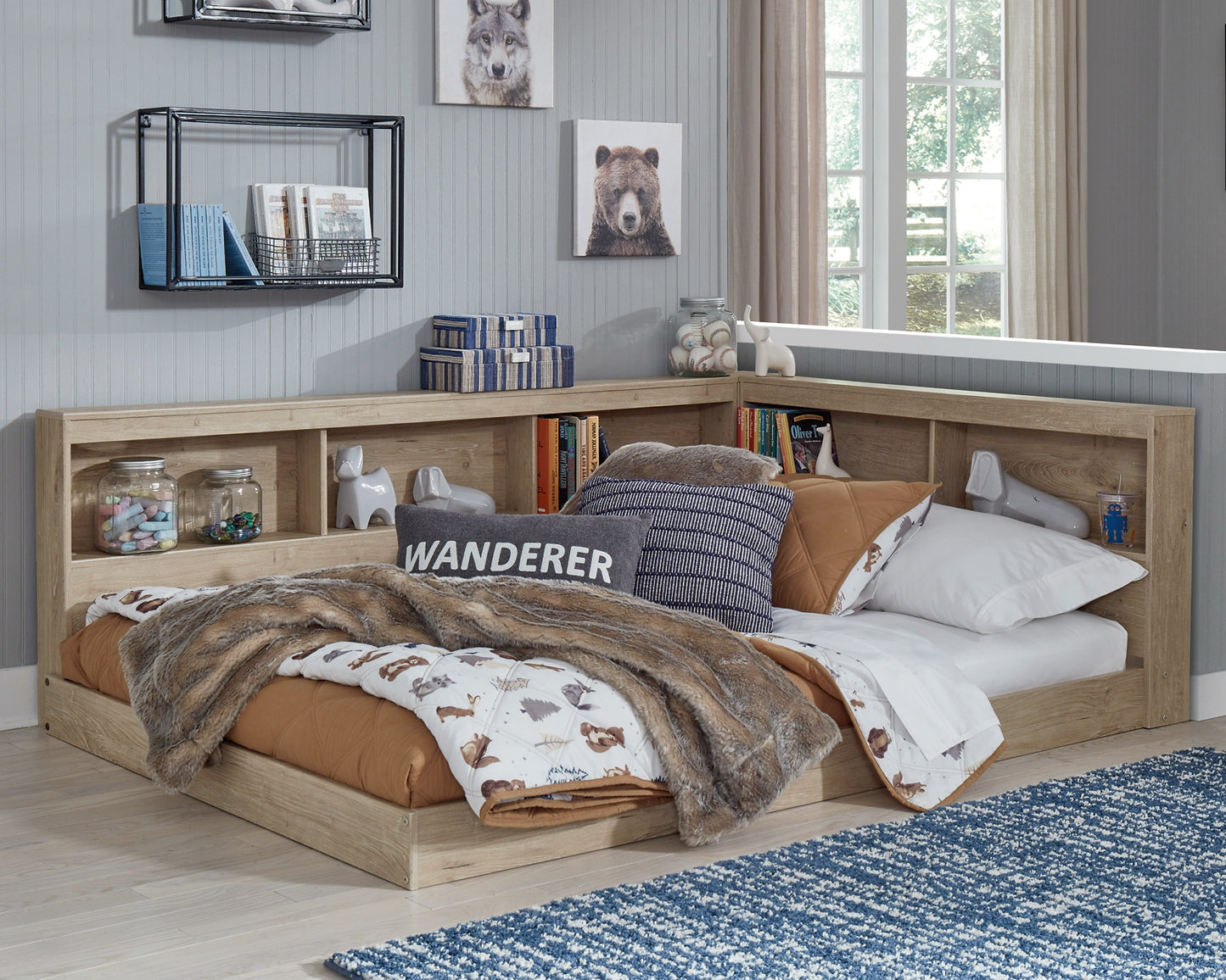 Ashley Express - Cama con almacenaje y librería Oliah