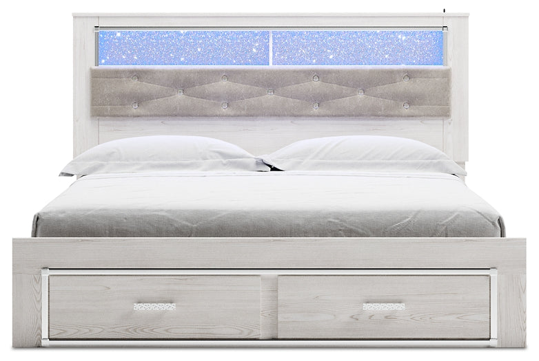 Cama-librería tapizada Altyra con espacio de almacenamiento