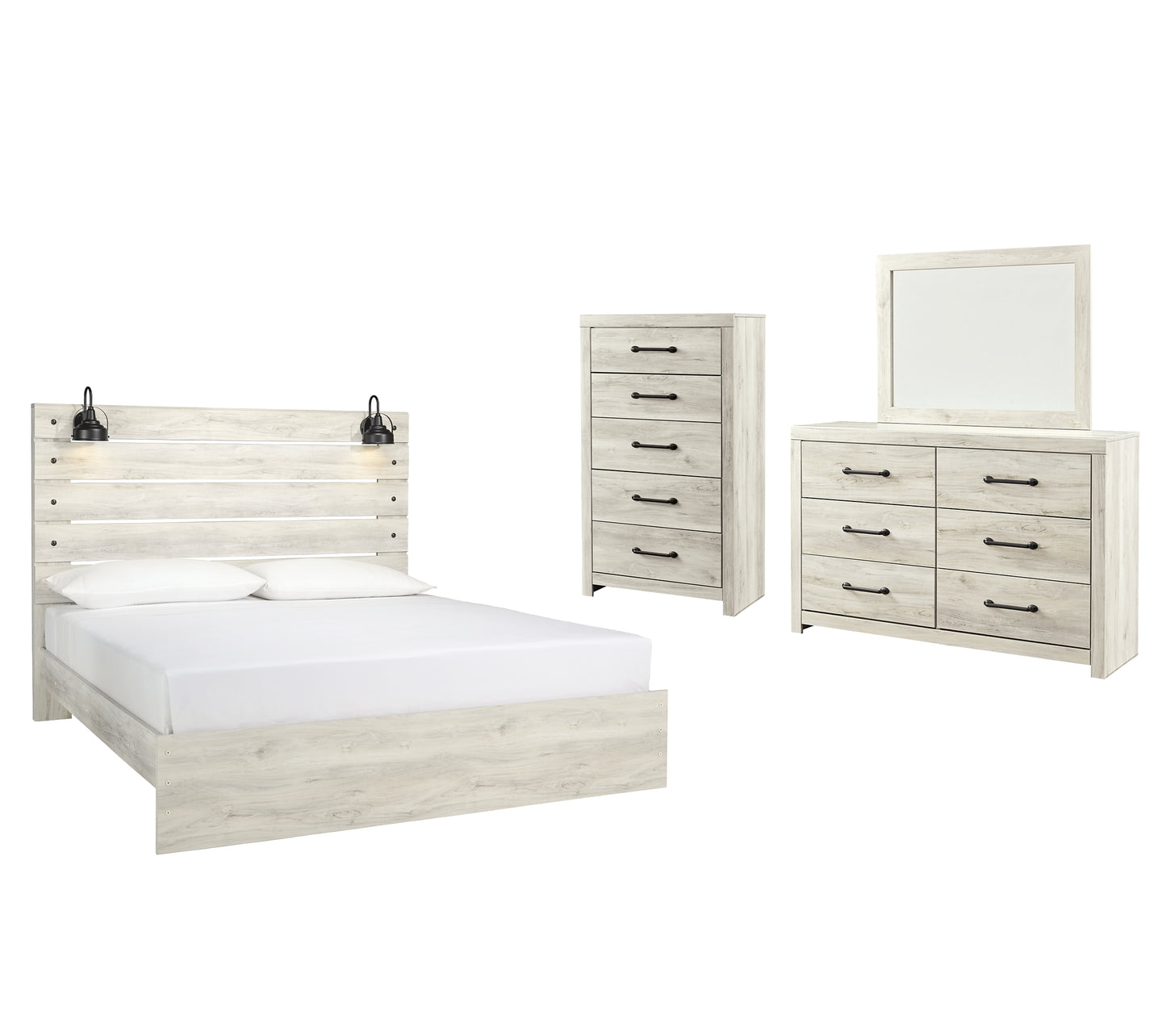 Cama con paneles Cambeck, cómoda y cómoda con espejo