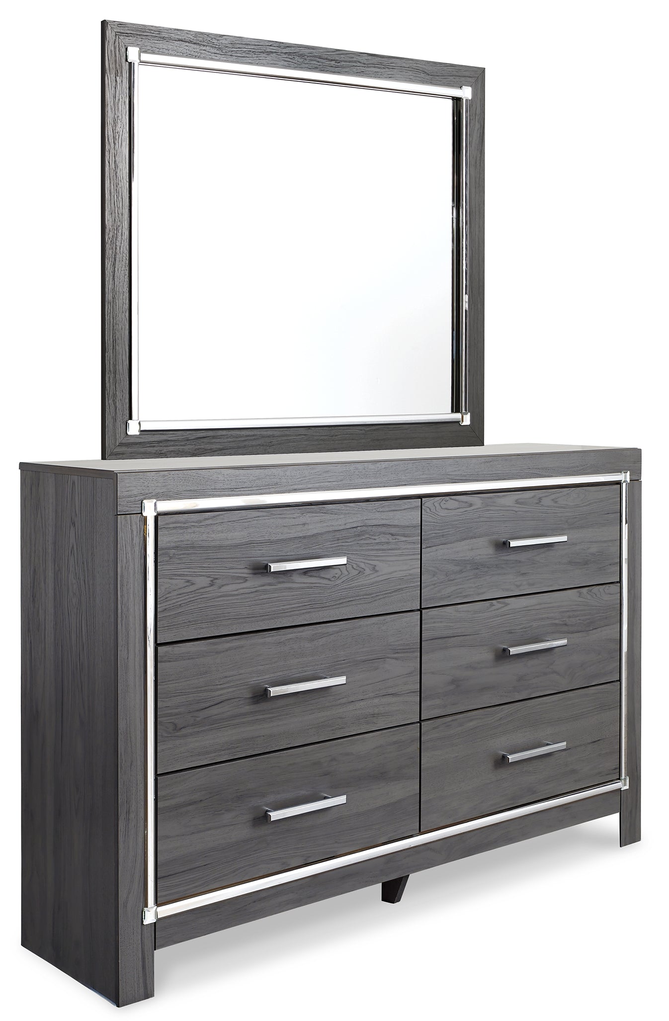 Cabecera de cama tapizada Lodanna tamaño queen/completo con tocador y cómoda con espejo