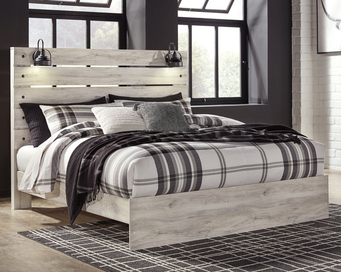 Cama King Cambeck con paneles y tocador con espejo