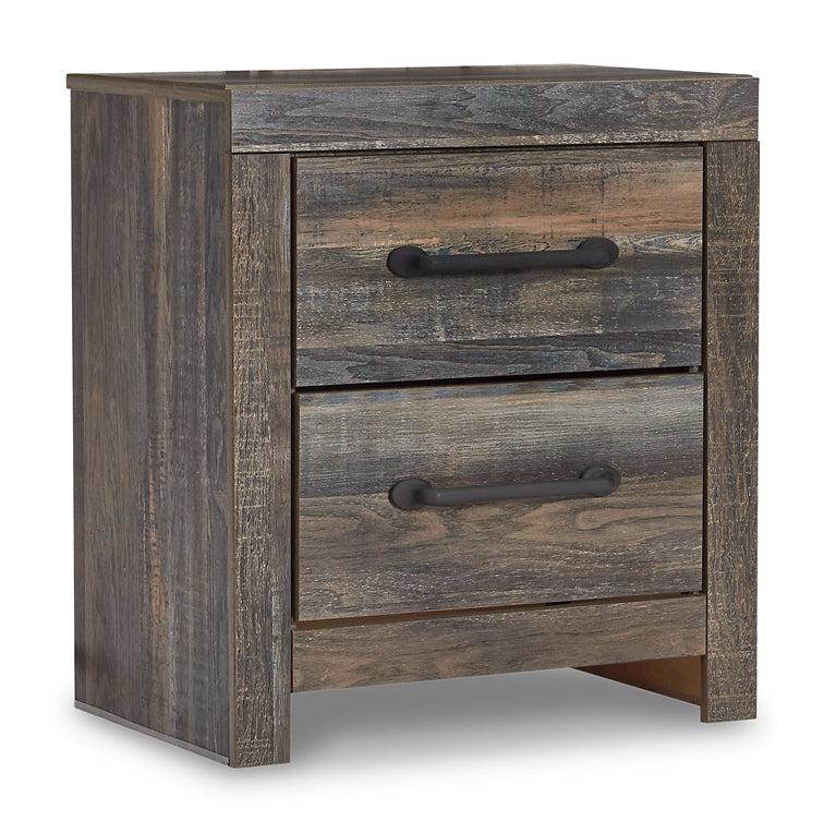 Cama Drystan King con dos cajones, cómoda con espejo, cómoda y mesita de noche