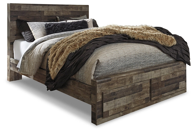 Cama Queen Derekson con dos cajones y tocador con espejo