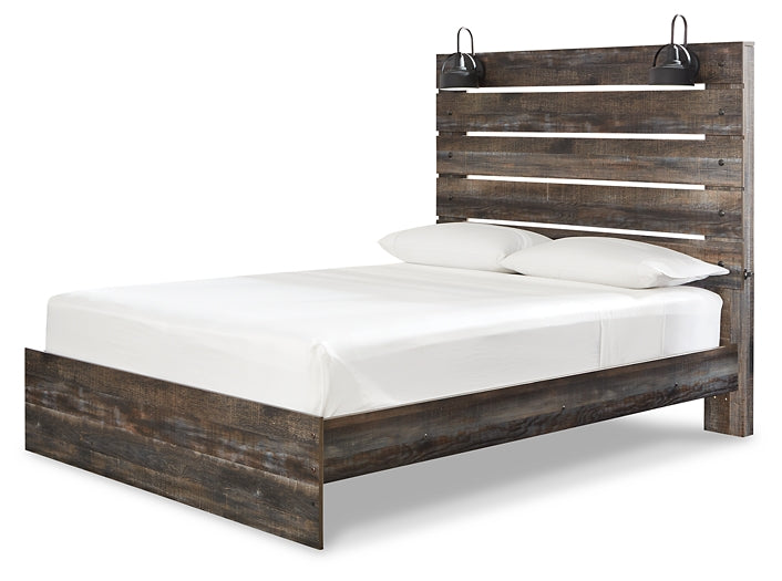 Cama Drystan Queen con paneles y tocador con espejo