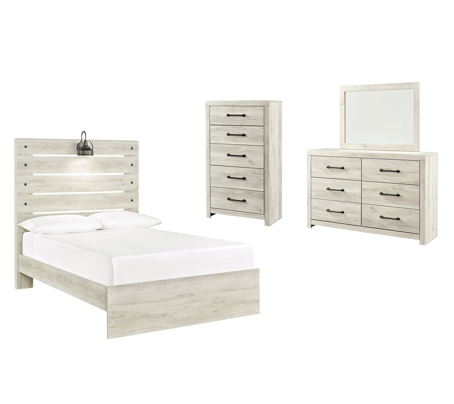 Cama con paneles Cambeck, cómoda y cómoda con espejo