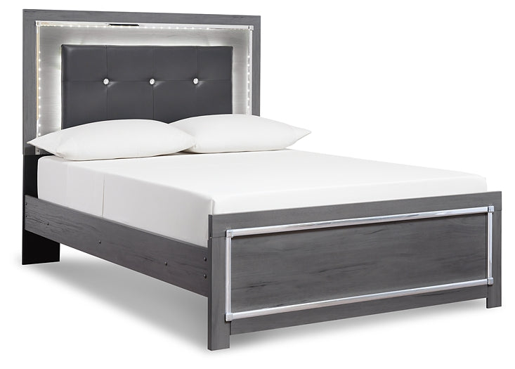 Cama King Lodanna con paneles y tocador con espejo