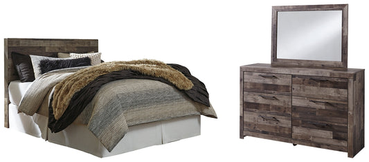 Cabecera Derekson Queen/Full Panel con tocador con espejo