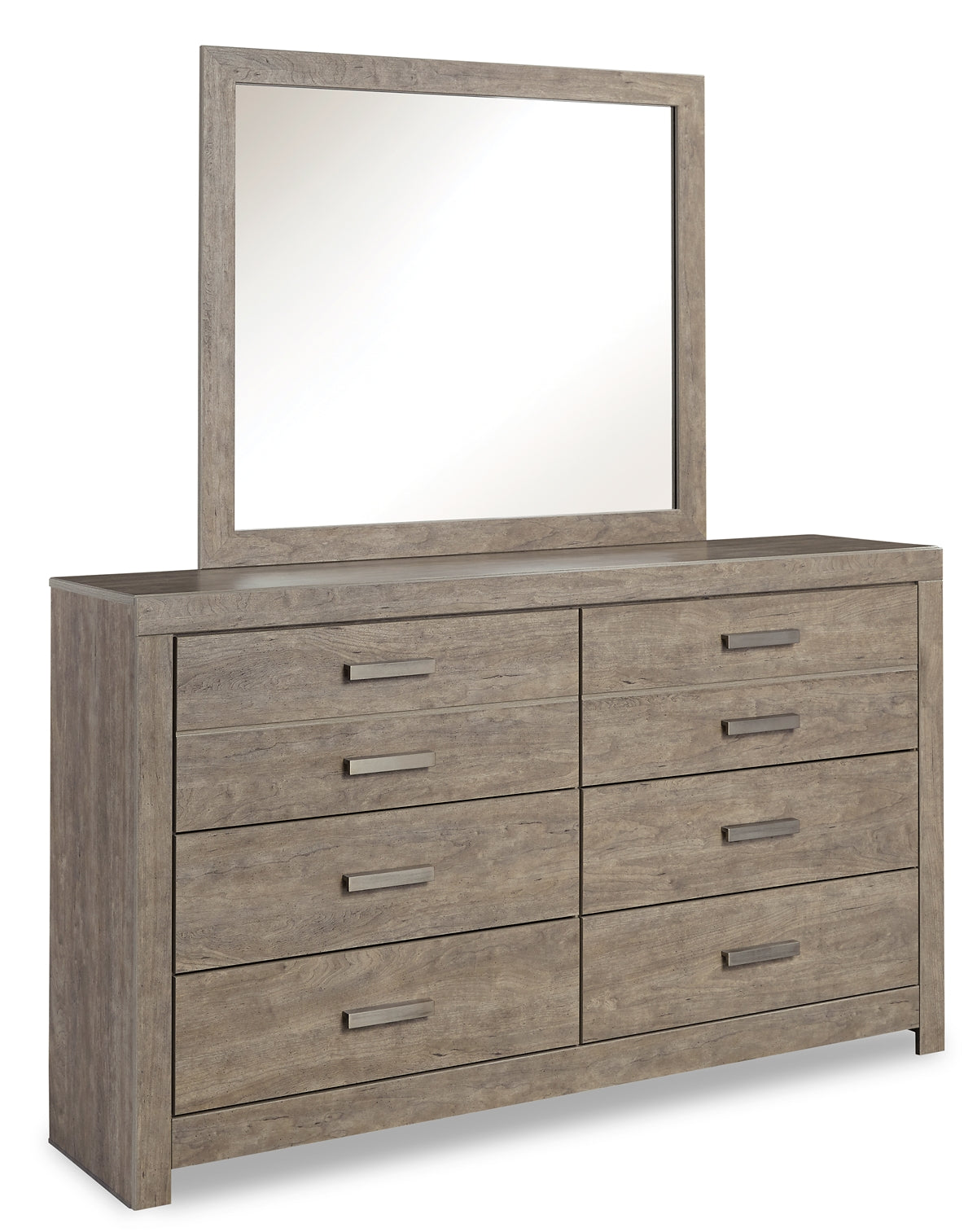 Cama Culverbach con paneles completos, cómoda y espejo