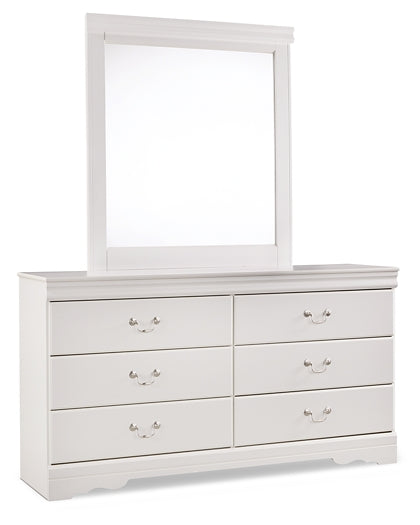 Cama Anarasia Queen tipo trineo con tocador y cómoda con espejo