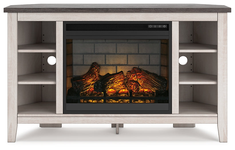 Ashley Express - Mueble de TV esquinero Dorrinson con chimenea eléctrica
