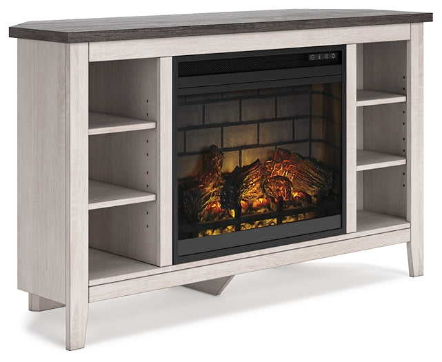 Ashley Express - Mueble de TV esquinero Dorrinson con chimenea eléctrica
