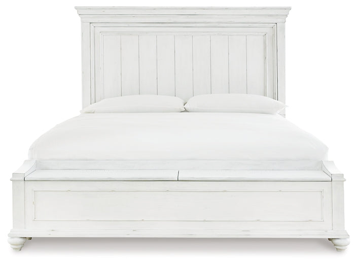 Cama con paneles Kanwyn y banco de almacenamiento