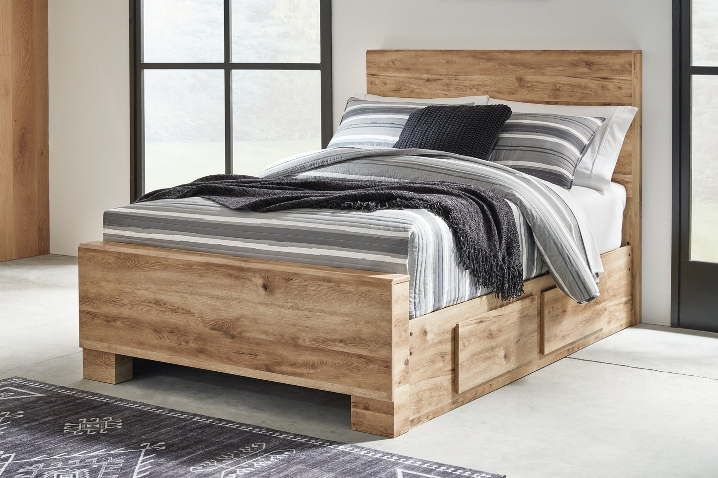 Cama con paneles Hyanna con almacenamiento de 2 lados