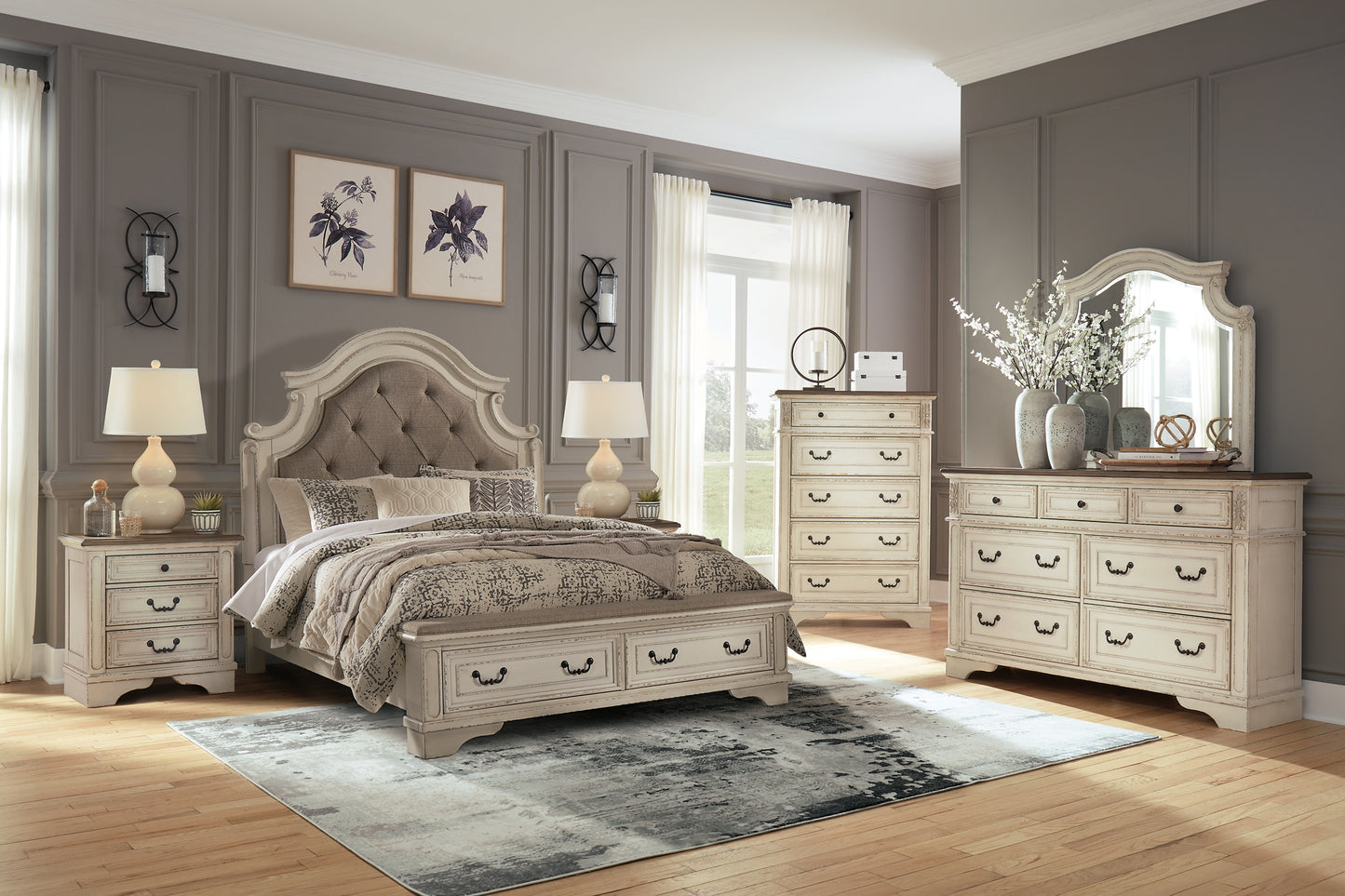 Cama tapizada con almacenaje Realyn