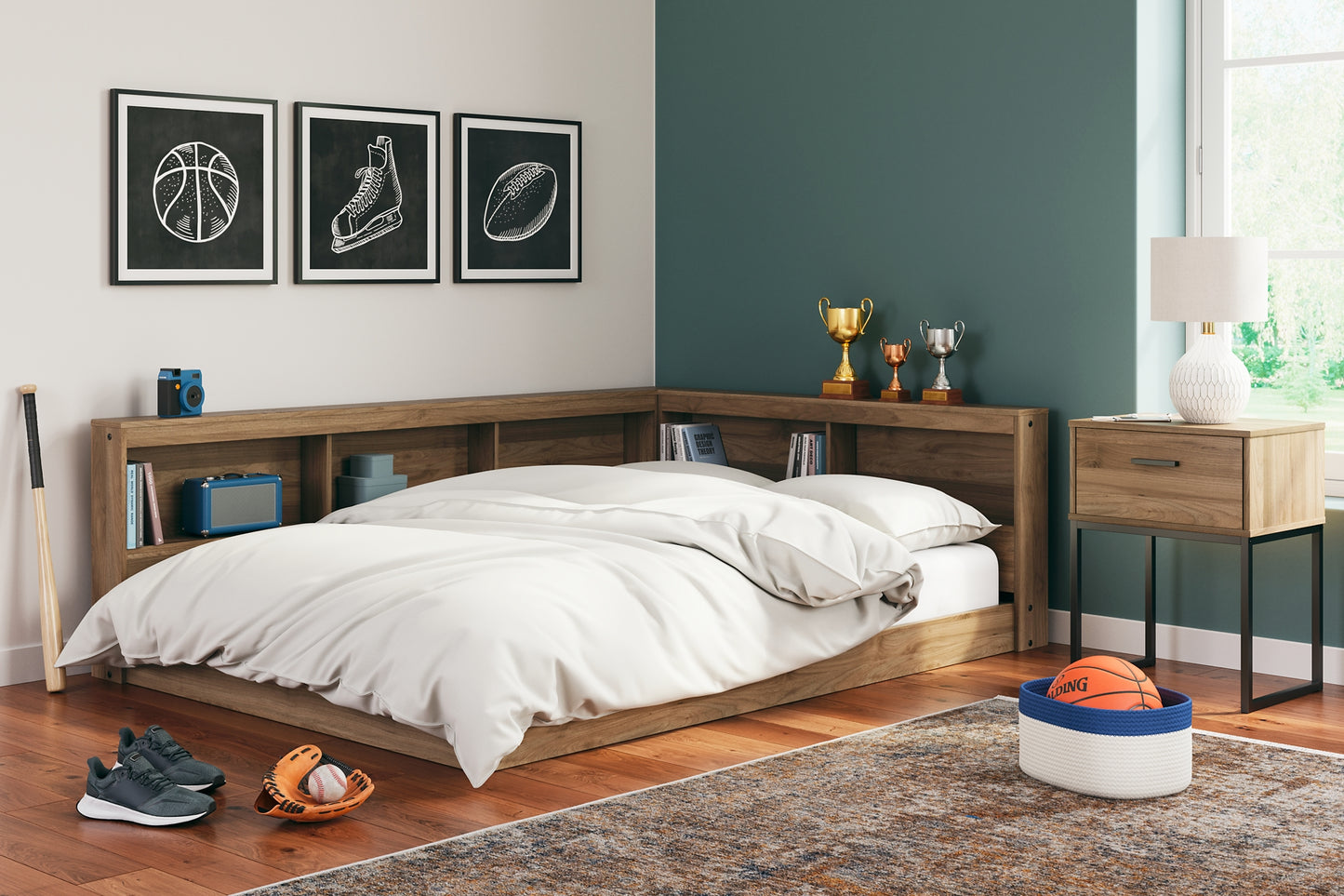 Ashley Express - Cama con almacenaje y librería Deanlow