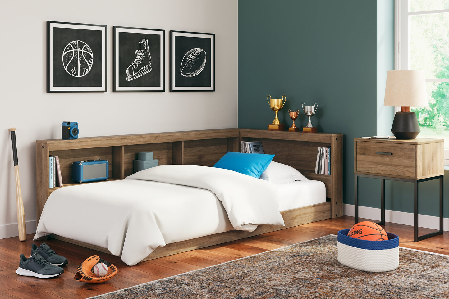 Ashley Express - Cama con almacenaje y librería Deanlow