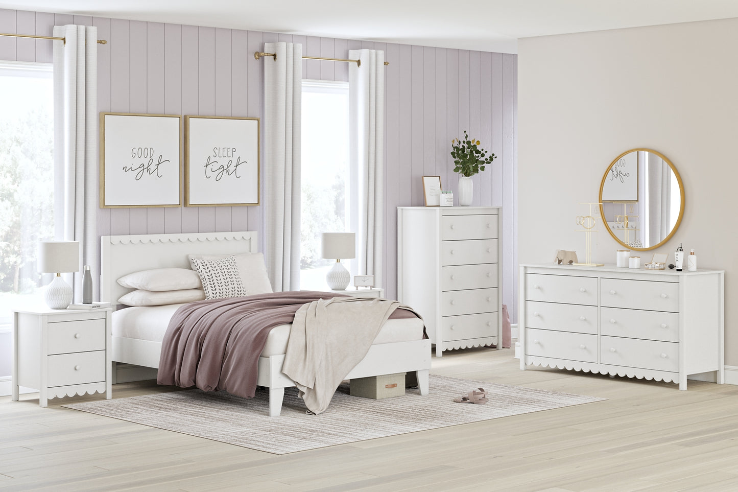 Ashley Express - Cama con plataforma y paneles Hallityn