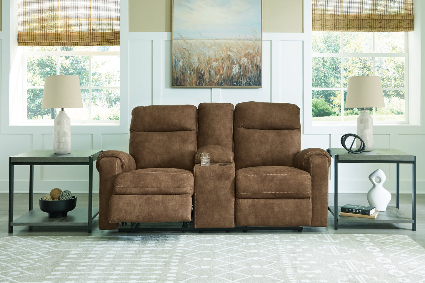 Loveseat doble recreativo Edenwold con consola