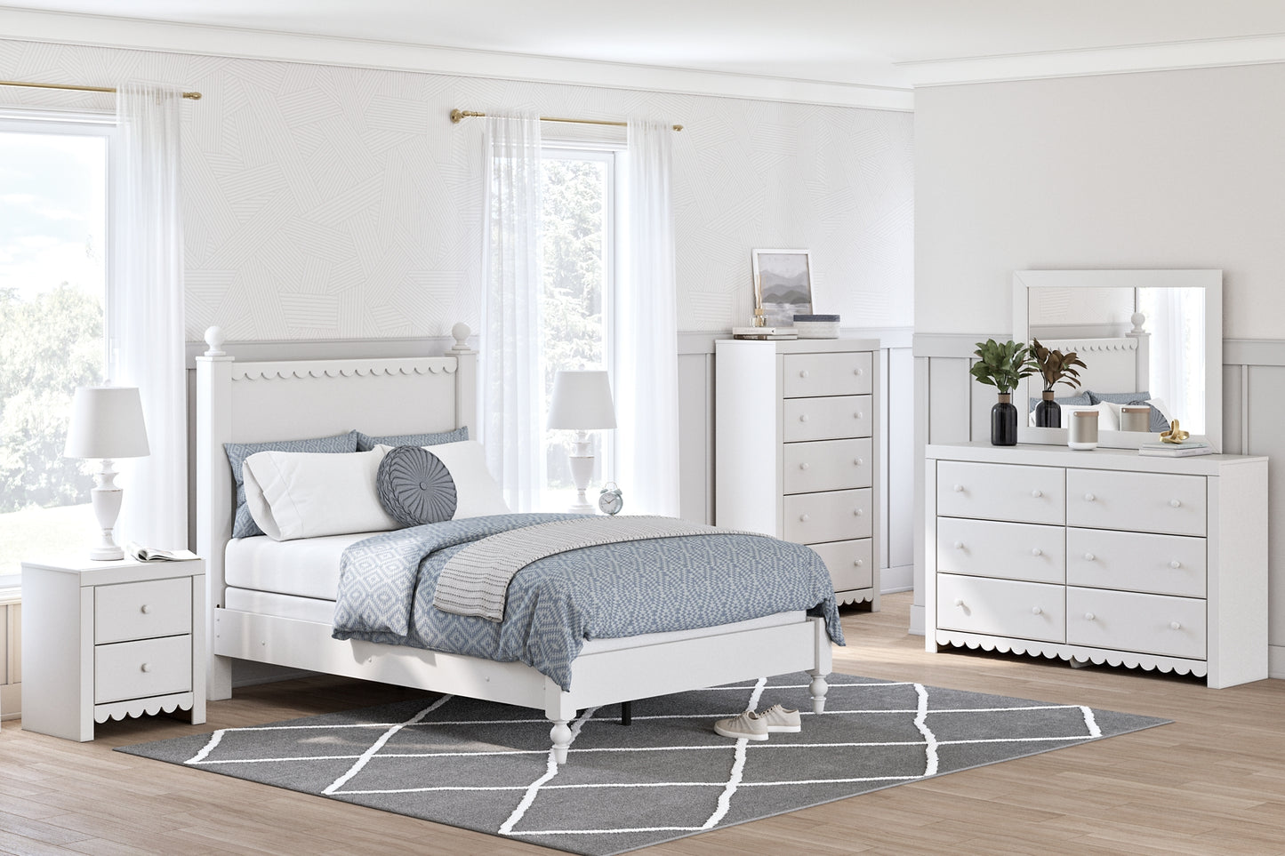 Ashley Express - Cama con paneles Mollviney