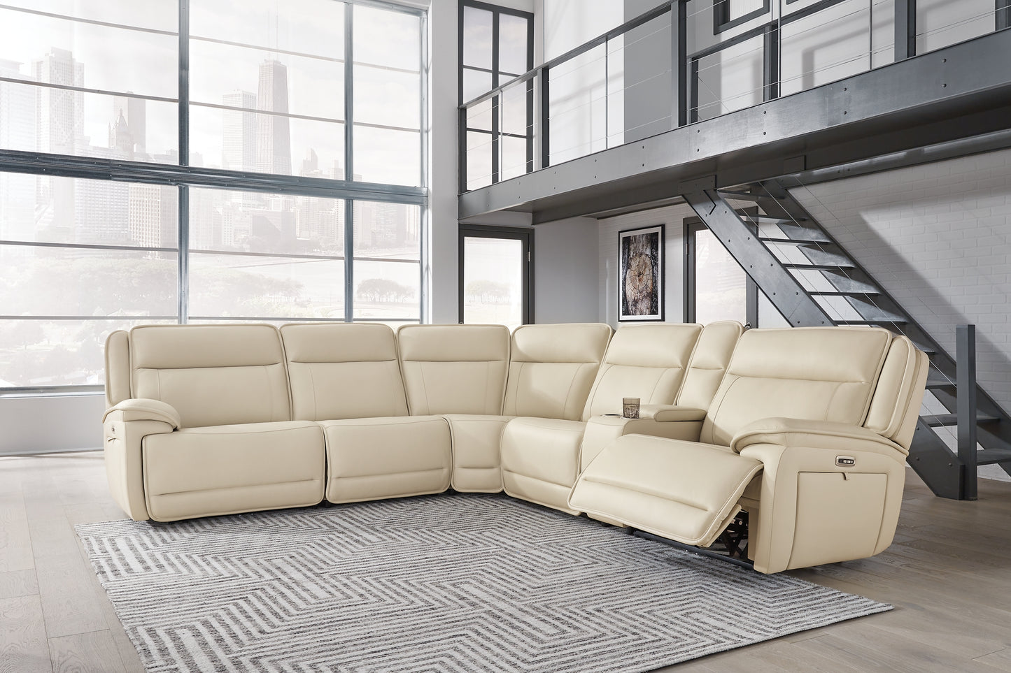 Seccional reclinable eléctrico Double Deal de 6 piezas
