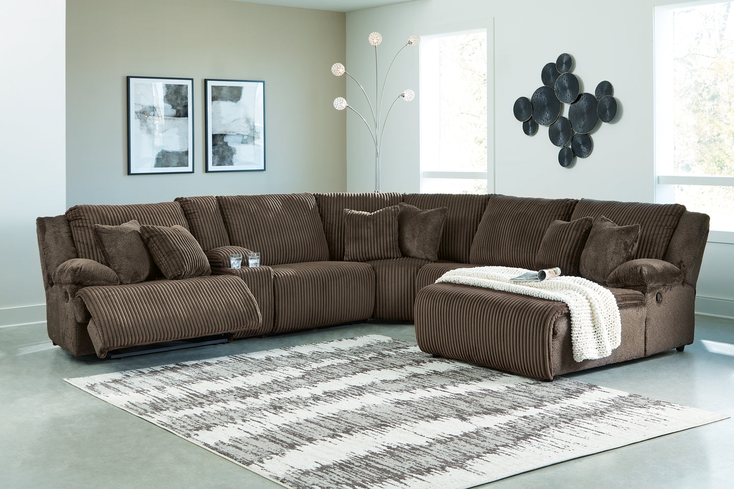 Seccional reclinable de 6 piezas de primer nivel con chaise longue