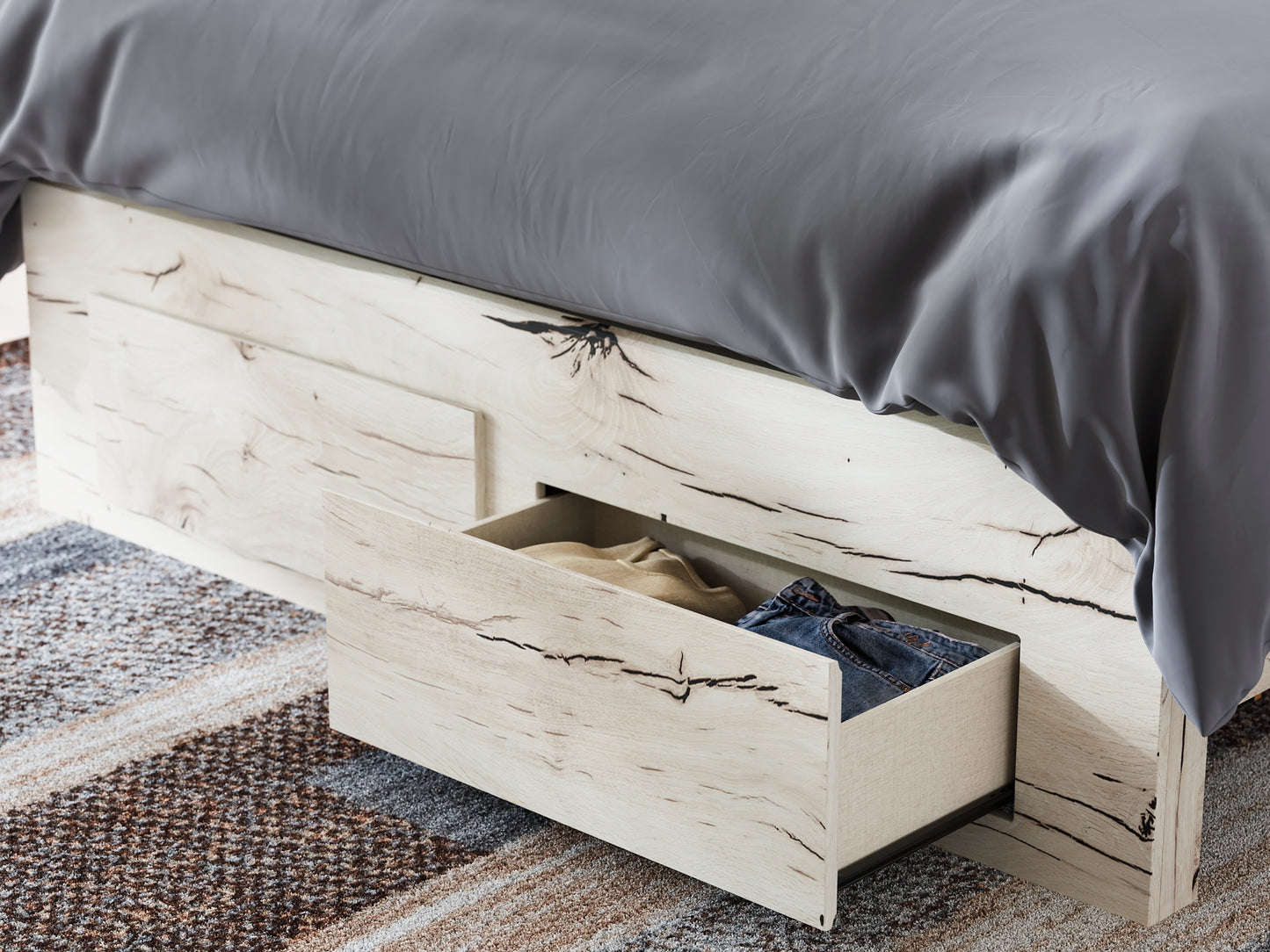 Cama con almacenamiento y paneles Lawroy