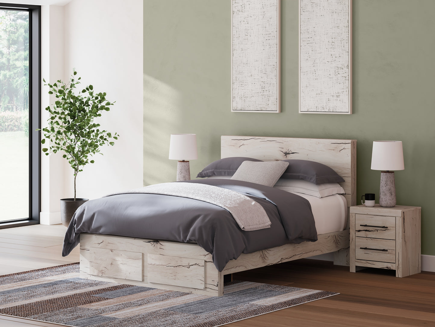 Cama con almacenamiento y paneles Lawroy