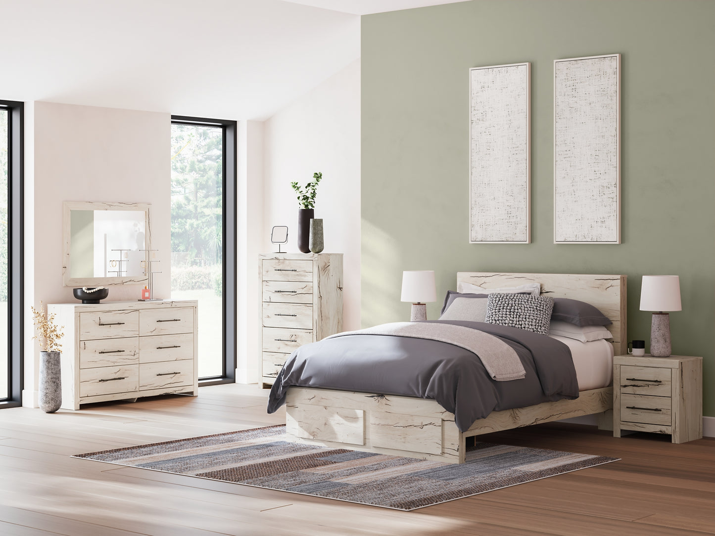 Cama con almacenamiento y paneles Lawroy