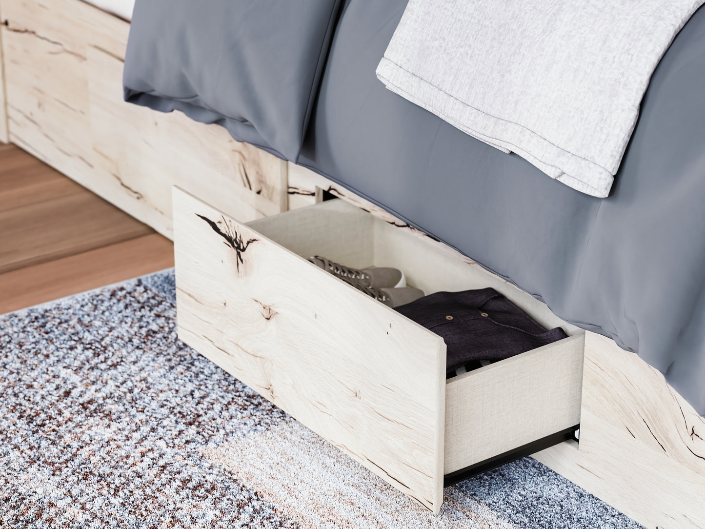 Cama con paneles Lawroy y almacenamiento