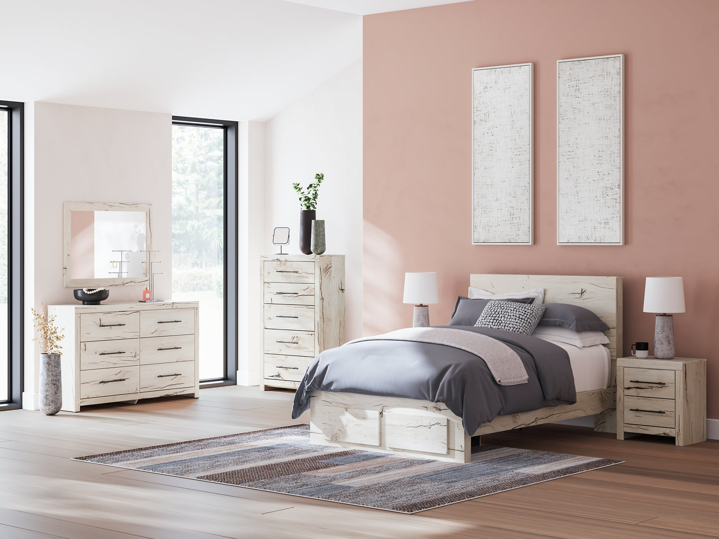 Cama con almacenamiento y paneles Lawroy