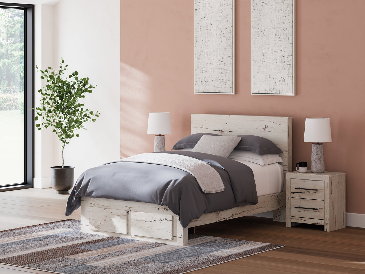 Cama con almacenamiento y paneles Lawroy
