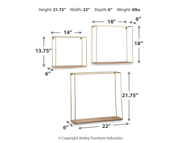 Ashley Express - Juego de estantes de pared Efharis (3 unidades)