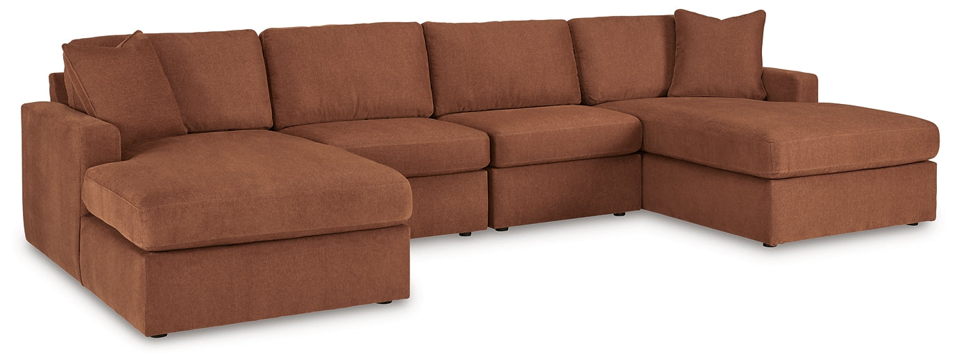 Seccional de chaise longue doble de 4 piezas Modmax