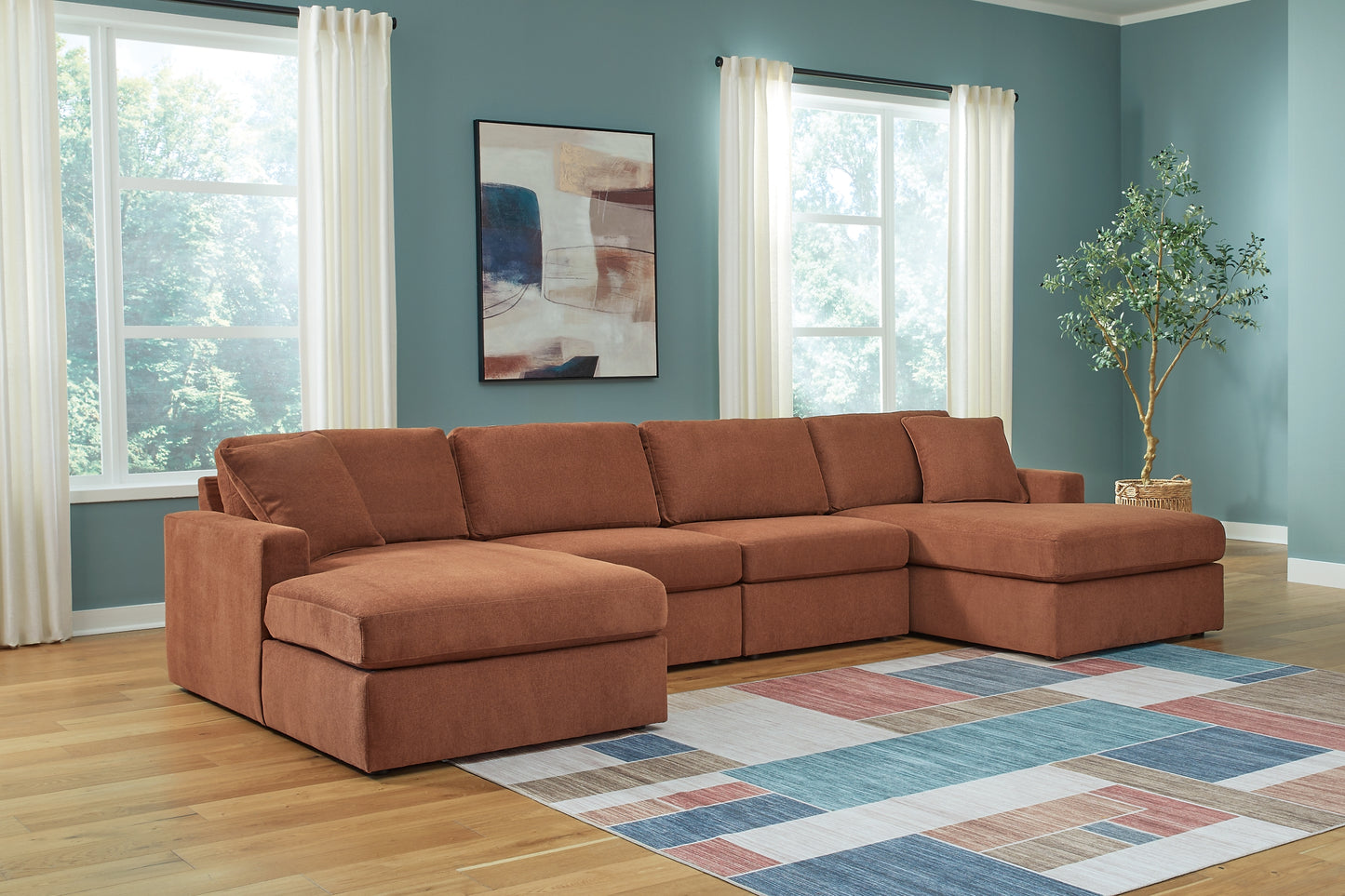 Seccional de chaise longue doble de 4 piezas Modmax