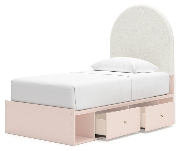 Cama individual tapizada con paneles y espacio de almacenamiento Wistenpine