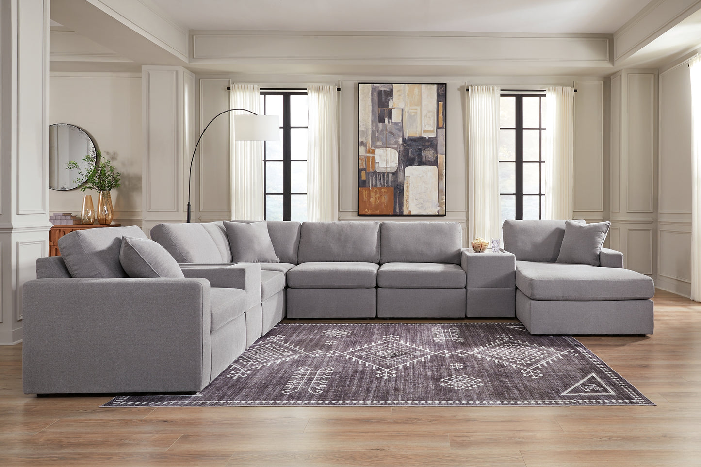 Seccional Modmax de 8 piezas con chaise longue y consolas de almacenamiento
