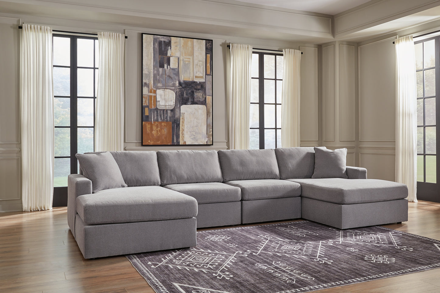 Seccional de chaise longue doble de 4 piezas Modmax