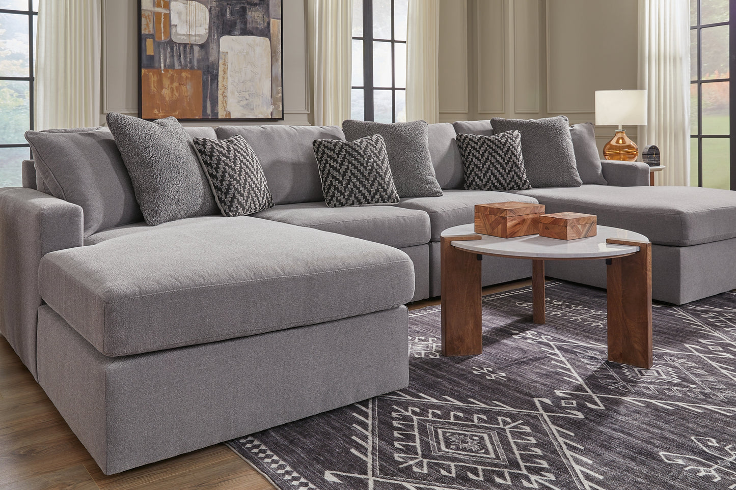 Seccional de chaise longue doble de 4 piezas Modmax