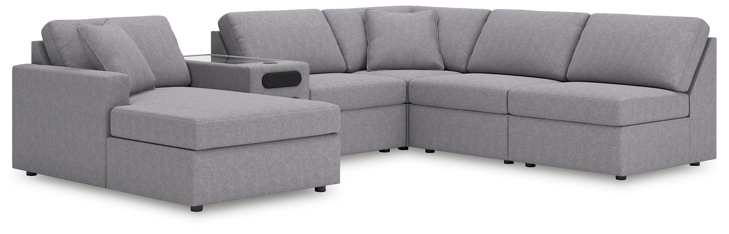 Seccional Modmax de 6 piezas con chaise longue y consola de audio