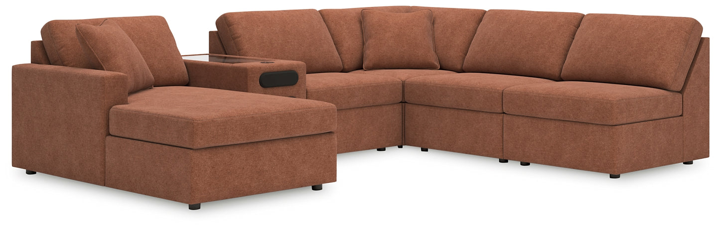 Seccional Modmax de 6 piezas con chaise longue y consola de audio