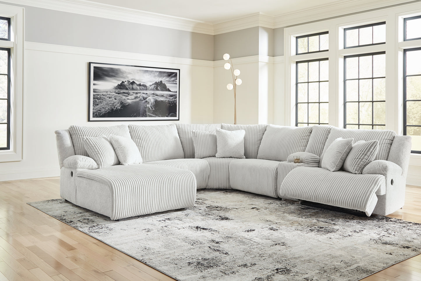 Seccional reclinable de 6 piezas de primer nivel con chaise longue