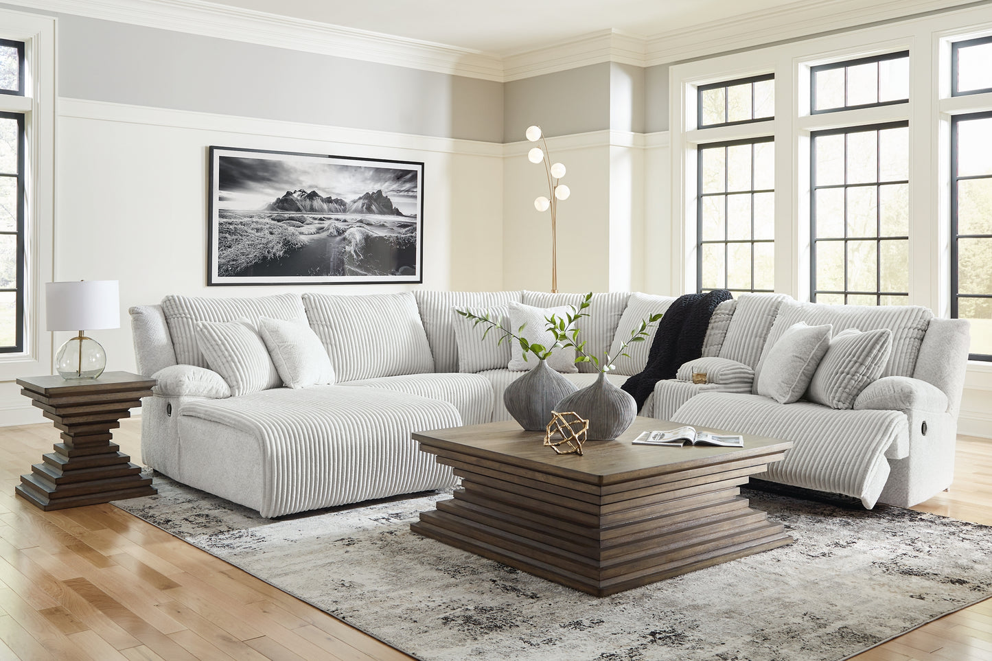 Seccional reclinable de 6 piezas de primer nivel con chaise longue