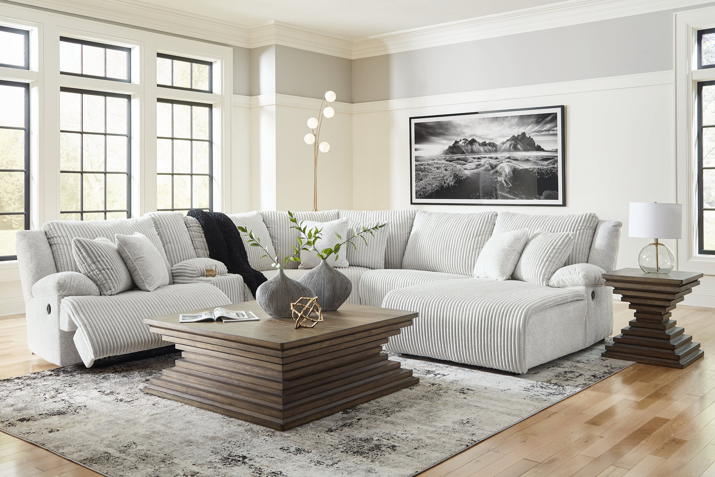 Seccional reclinable de 6 piezas de primer nivel con chaise longue