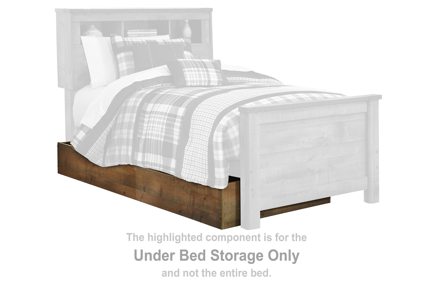 Cama con estantería completa y espacio de almacenamiento Trinell