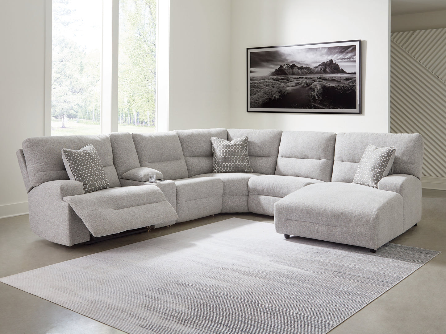 Seccional reclinable eléctrico de 6 piezas con chaise longue Acklen Place